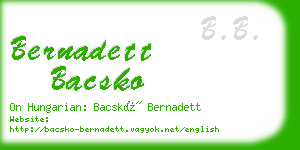 bernadett bacsko business card